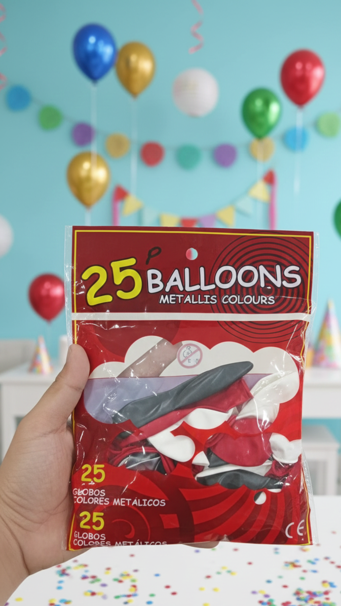 Party Balloons Pack | 25 pcs | Random Colours | Perfect for Birthdays, Events & Celebrations - Image 2