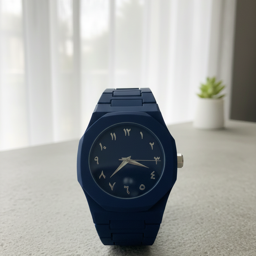 Elegant Minimalist Watch with Eastern Arabic Numerals & Integrated Octagonal Bezel Case - Modern Architectural Style Unisex Timepiece ( Without box ) - Image 3