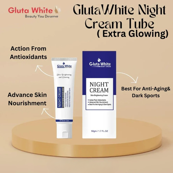 Gluta White Night Cream | 50ml | Advanced Brightening, Nourishing & Anti‑Aging Formula - Image 4