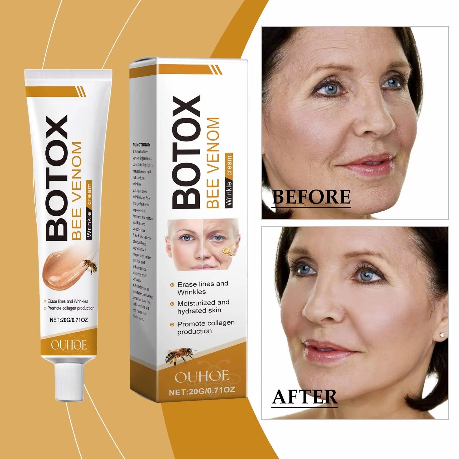 Botox Bee Venom Wrinkle Cream | Anti‑Aging Moisturizer | Collagen Boost | Reduce Wrinkles & Fine Lines 20gm - Image 2