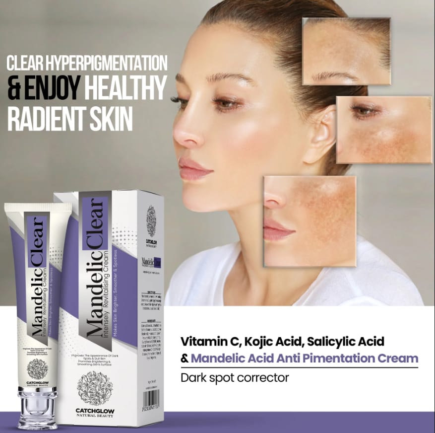 Mandelic Clear Intensely Revitalising Cream by Catchglow - Skin Brightening & Spotless Formula for Smooth, Radiant & Glowing Skin (80g) - Image 3