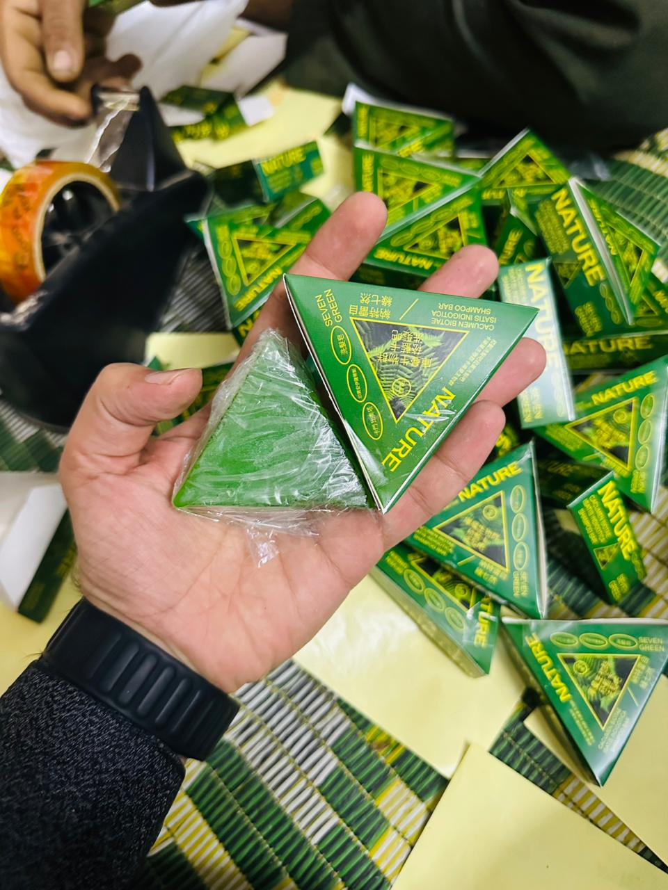 Seven Green Nature Herbal Shampoo Bar - Eco-Friendly Hair Strengthening Formula with Cacumen Biotae & Isatis Indigotica for Healthy Growth - Image 3