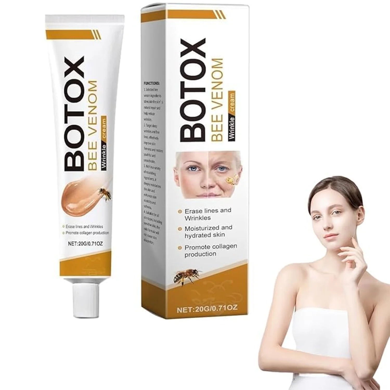 Botox Bee Venom Wrinkle Cream | Anti‑Aging Moisturizer | Collagen Boost | Reduce Wrinkles & Fine Lines 20gm - Image 3