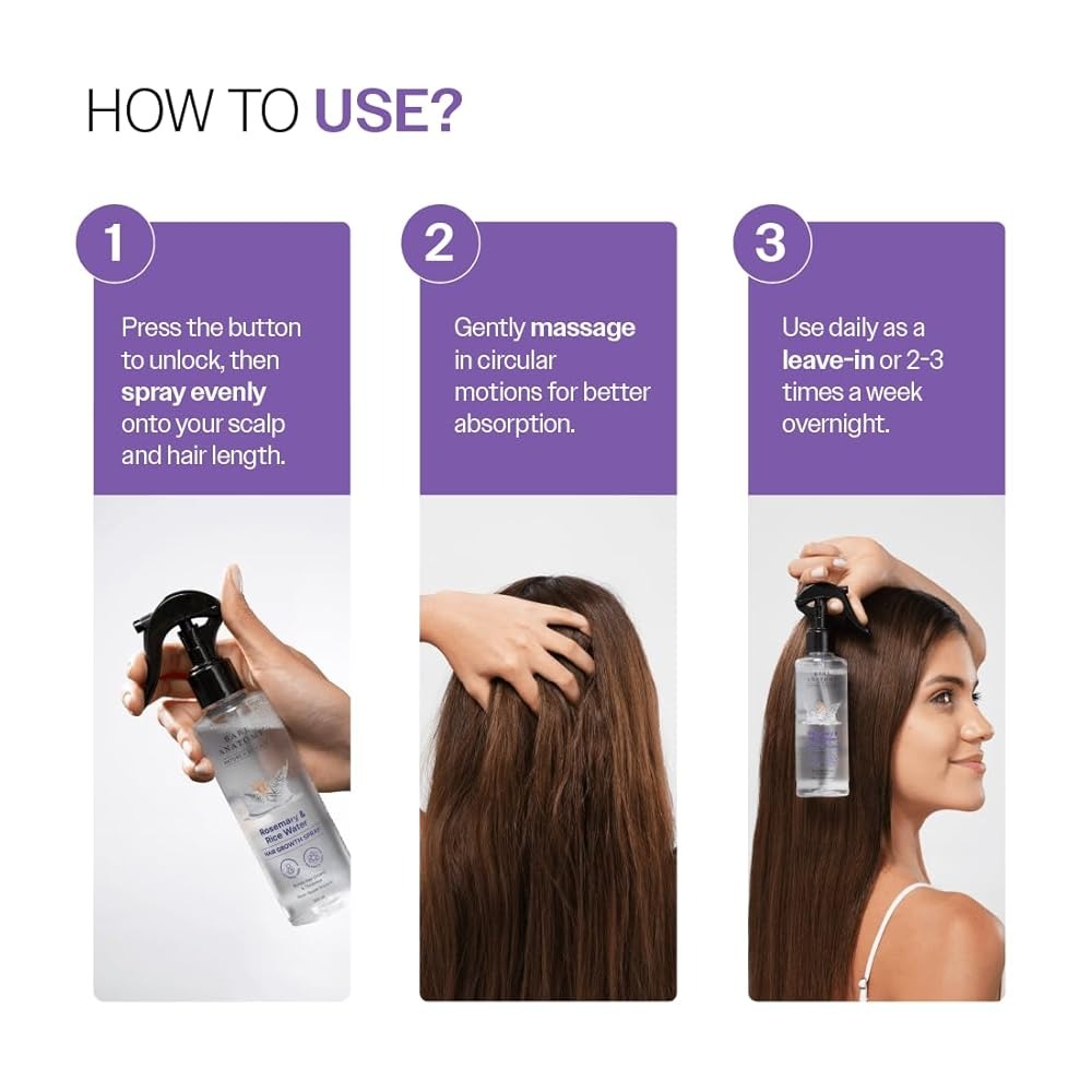 Bare Anatomy Rosemary & Rice Water Hair Growth Spray - 200ml | Boosts Thickness & Strength | Water-Based, Alcohol & Sulphate Free Formula - Image 3