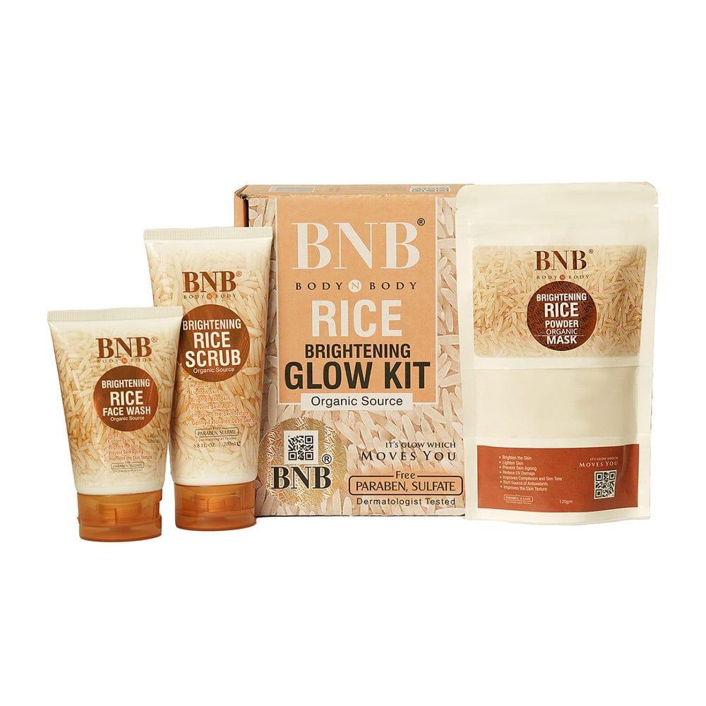BNB Rice Brightening Glow Kit – Organic Rice Face Wash, Rice Scrub & Rice Powder Mask for Radiant & Even Skin Tone - Image 2