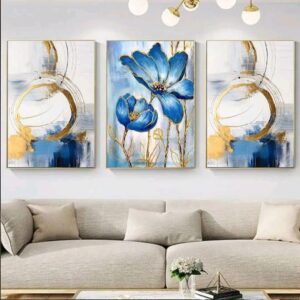 Set Of 3 Sticky Wooden Canvas Frames For Wall Decore Aesthatic Art / Sticky Phototiles For Room Wall Decoration