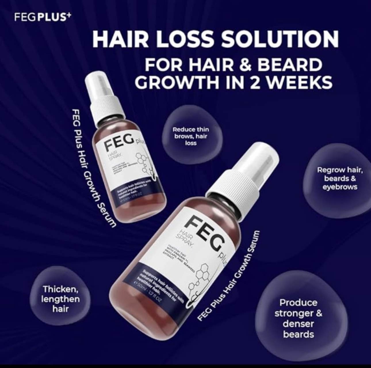 FEG PLUS Hair Growth Serum & Spray – 50ml Advanced Formula for Men & Women, Stronger, Thicker Hair - Image 3