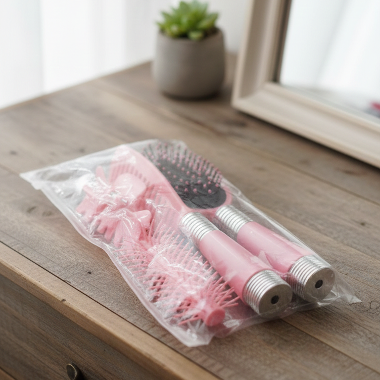 Pink 4 Piece Hair Brush Set Providing Premium Quality With Fashionable Design Comfortable Grip - Image 2