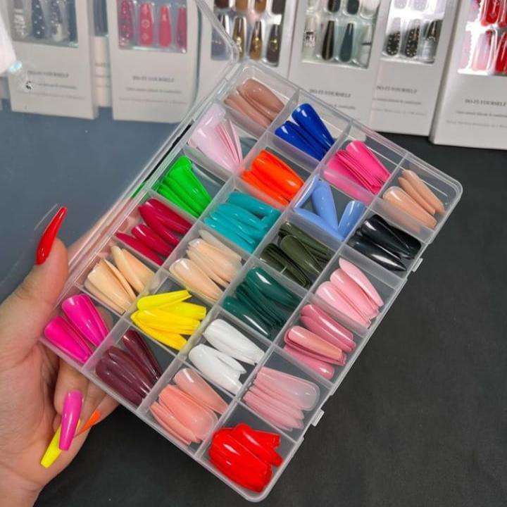 Pack Of 2 576 Pcs Artificial Nails With Free Nail Glue Made Of Abs Plastic In Multicolor - Image 4
